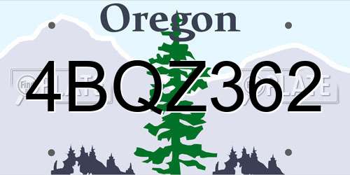 4BQZ362 Oregon License Plate