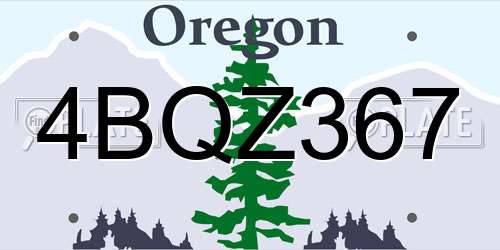 4BQZ367 Oregon License Plate
