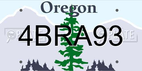 4BRA93 Oregon License Plate