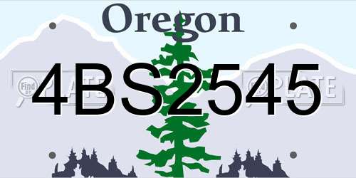 4BS2545 Oregon License Plate