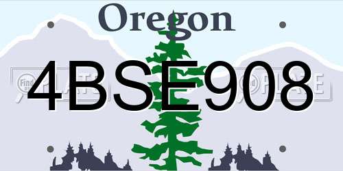 4BSE908 Oregon License Plate