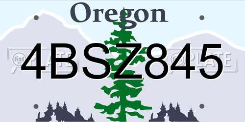 4BSZ845 Oregon License Plate