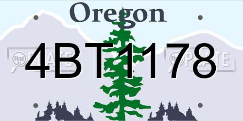 4BT1178 Oregon License Plate