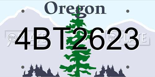 4BT2623 Oregon License Plate