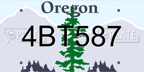 4BT587 Oregon License Plate