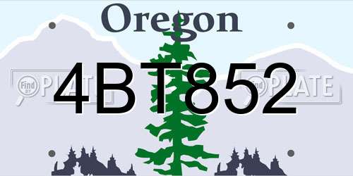 4BT852 Oregon License Plate