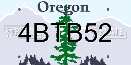 4BTB52 Oregon License Plate