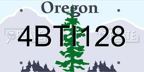 4BTI128 Oregon License Plate