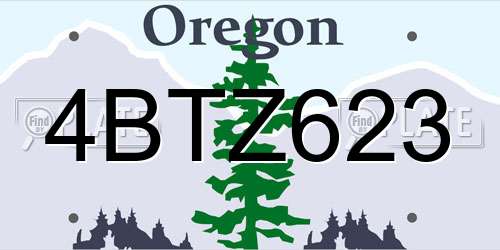 4BTZ623 Oregon License Plate