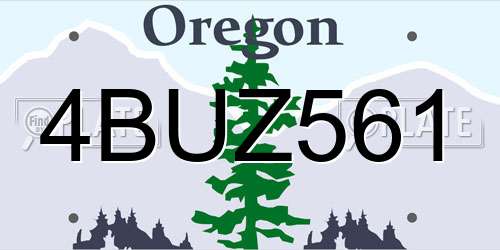 4BUZ561 Oregon License Plate