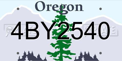 4BY2540 Oregon License Plate