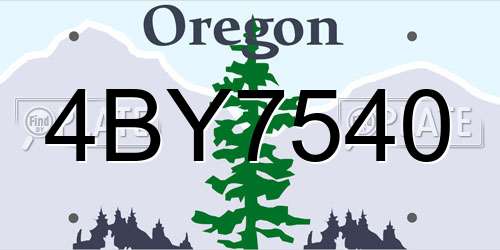 4BY7540 Oregon License Plate