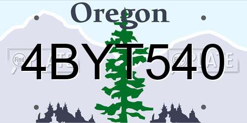4BYT540 Oregon License Plate