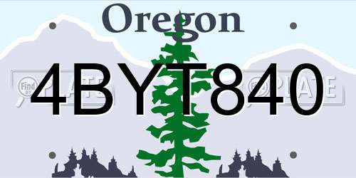 4BYT840 Oregon License Plate