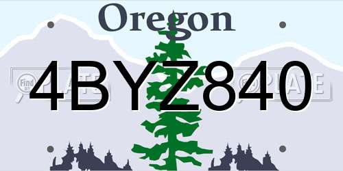 4BYZ840 Oregon License Plate