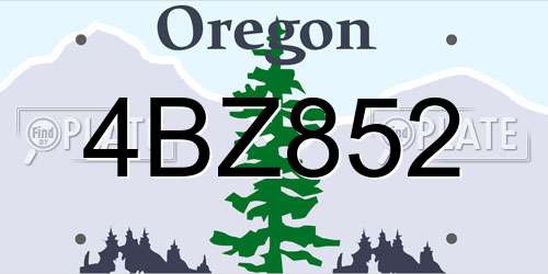 4BZ852 Oregon License Plate