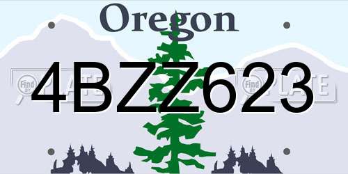 4BZZ623 Oregon License Plate