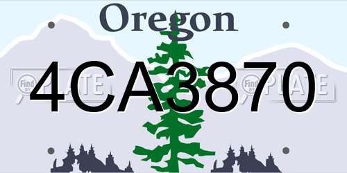 4CA3870 Oregon License Plate