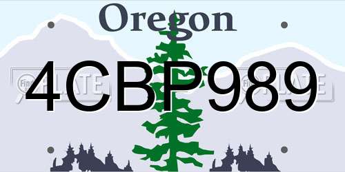 4CBP989 Oregon License Plate