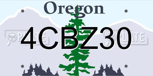 4CBZ30 Oregon License Plate
