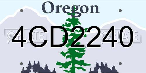 4CD2240 Oregon License Plate