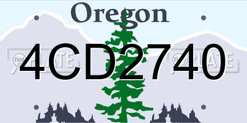 4CD2740 Oregon License Plate