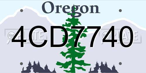 4CD7740 Oregon License Plate