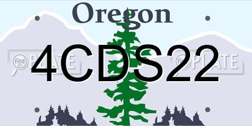4CDS22 Oregon License Plate