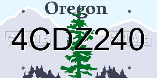 4CDZ240 Oregon License Plate