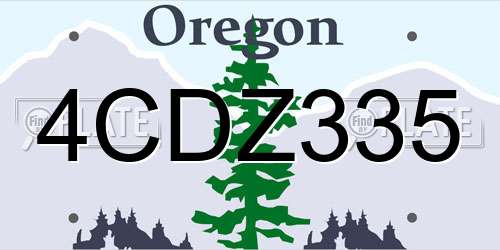 4CDZ335 Oregon License Plate