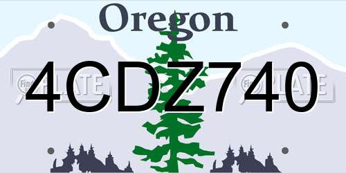 4CDZ740 Oregon License Plate