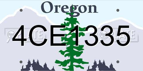 4CE1335 Oregon License Plate