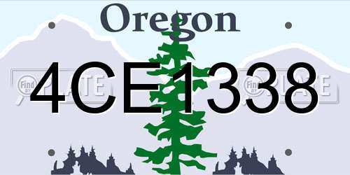 4CE1338 Oregon License Plate