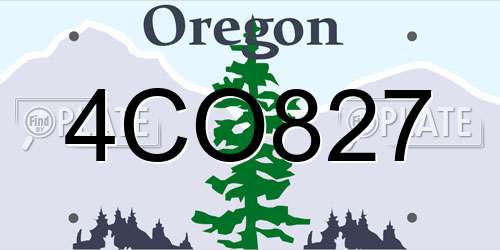 4CO827 Oregon License Plate