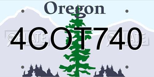 4COT740 Oregon License Plate