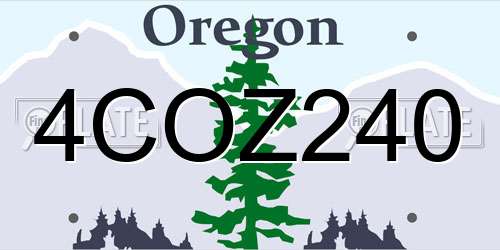4COZ240 Oregon License Plate