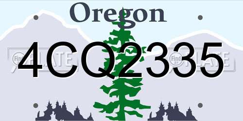4CQ2335 Oregon License Plate