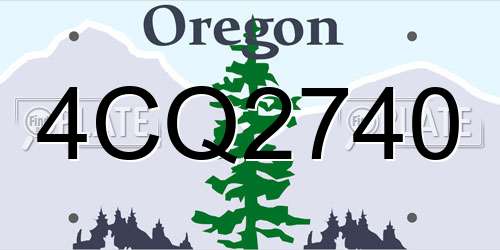 4CQ2740 Oregon License Plate