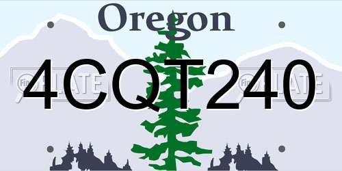 4CQT240 Oregon License Plate