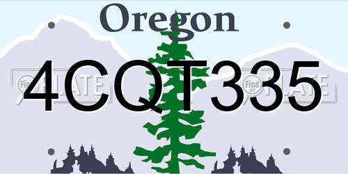 4CQT335 Oregon License Plate