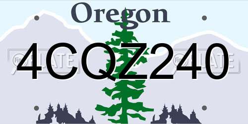 4CQZ240 Oregon License Plate