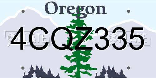 4CQZ335 Oregon License Plate