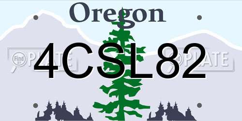 4CSL82 Oregon License Plate