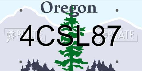 4CSL87 Oregon License Plate