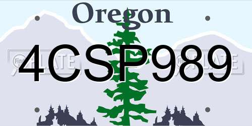 4CSP989 Oregon License Plate