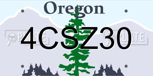 4CSZ30 Oregon License Plate