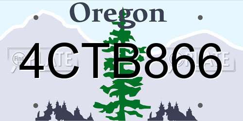 4CTB866 Oregon License Plate