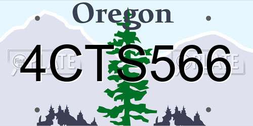 4CTS566 Oregon License Plate