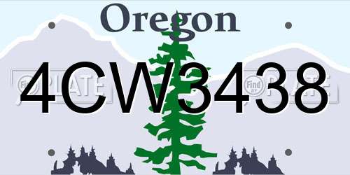 4CW3438 Oregon License Plate