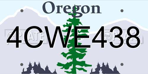 4CWE438 Oregon License Plate